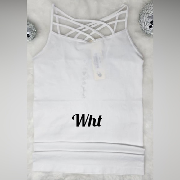 White Triple Criss Cross Tank top OS - Picture 2 of 4
